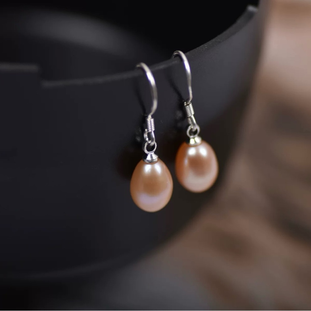 Fresh water pink pearl necklace earrings set S925 chain included - Picture 3 of 3